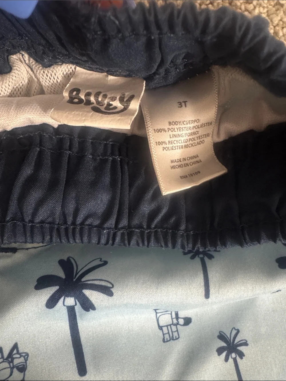 OshKosh B'gosh Light Blue Swim Trunks with Navy Palm Print